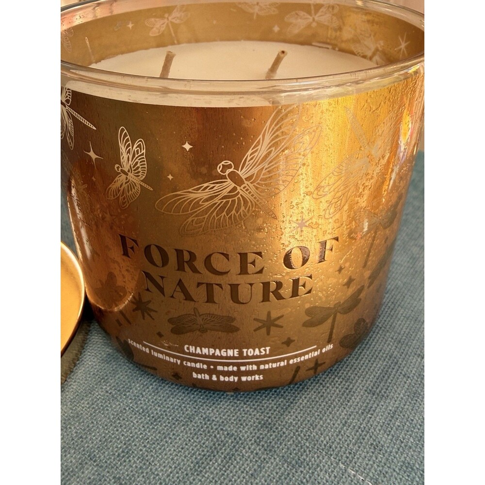 Bath Body Works Force of Nature Dragonfly Gold Luminary 3-wick Candle 14.5oz - Picture 2 of 5